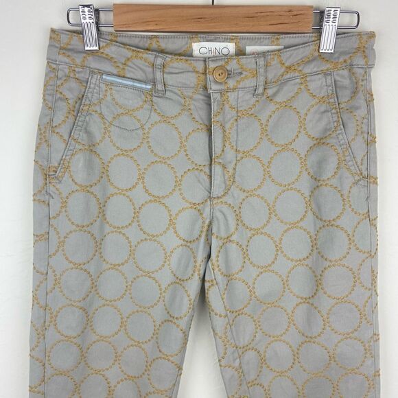 Anthropologie Chino Circle-Embroidered Relaxed Pant - Tan - Picture 4 of 8